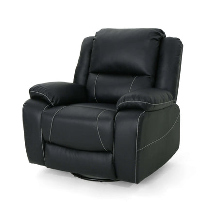 Side angle view of a Modern Faux Leather Manual Swivel Recliner on a white background.