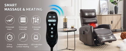 Massage and heating device with recliner chair in a living room setting