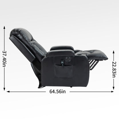 350 LB Power Lift Recliner w/ Massage, Heat, USB & Cup Holders – Black