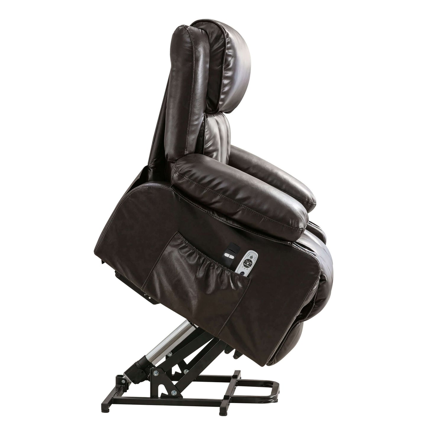 Power Electric massage lift lounge chair, suitable for the elderly, with heating and vibration functions,Fleece leather with USB, can be used for lying down-brown