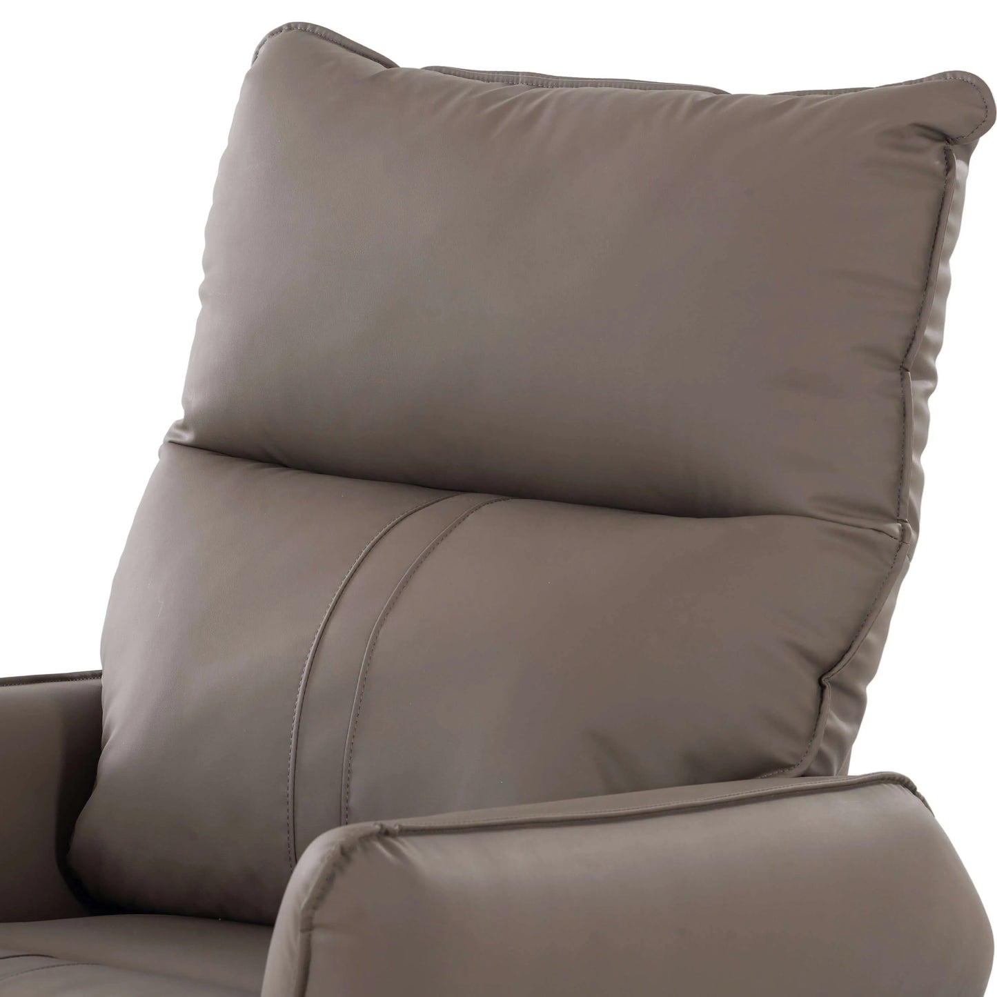 Close-up of a brown cushion on a recliner chair with a white background