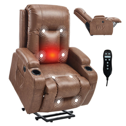 350 LB Power Lift Recliner w/ Massage, Heat, USB, Cup Holders