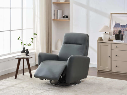 Front angle view of the Power Swivel Glider Recliner-Dark Gray 