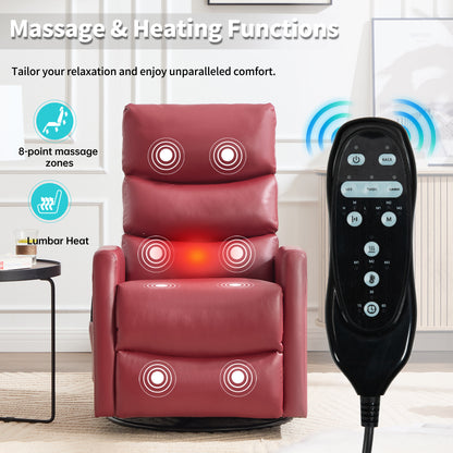 Red massage chair with control panel on a light background