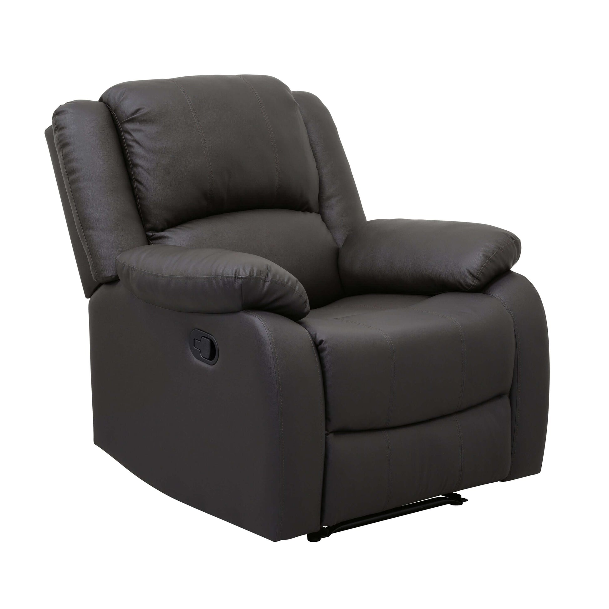 Modern Reclining Pillowtop Arms Recliner - Right angle view