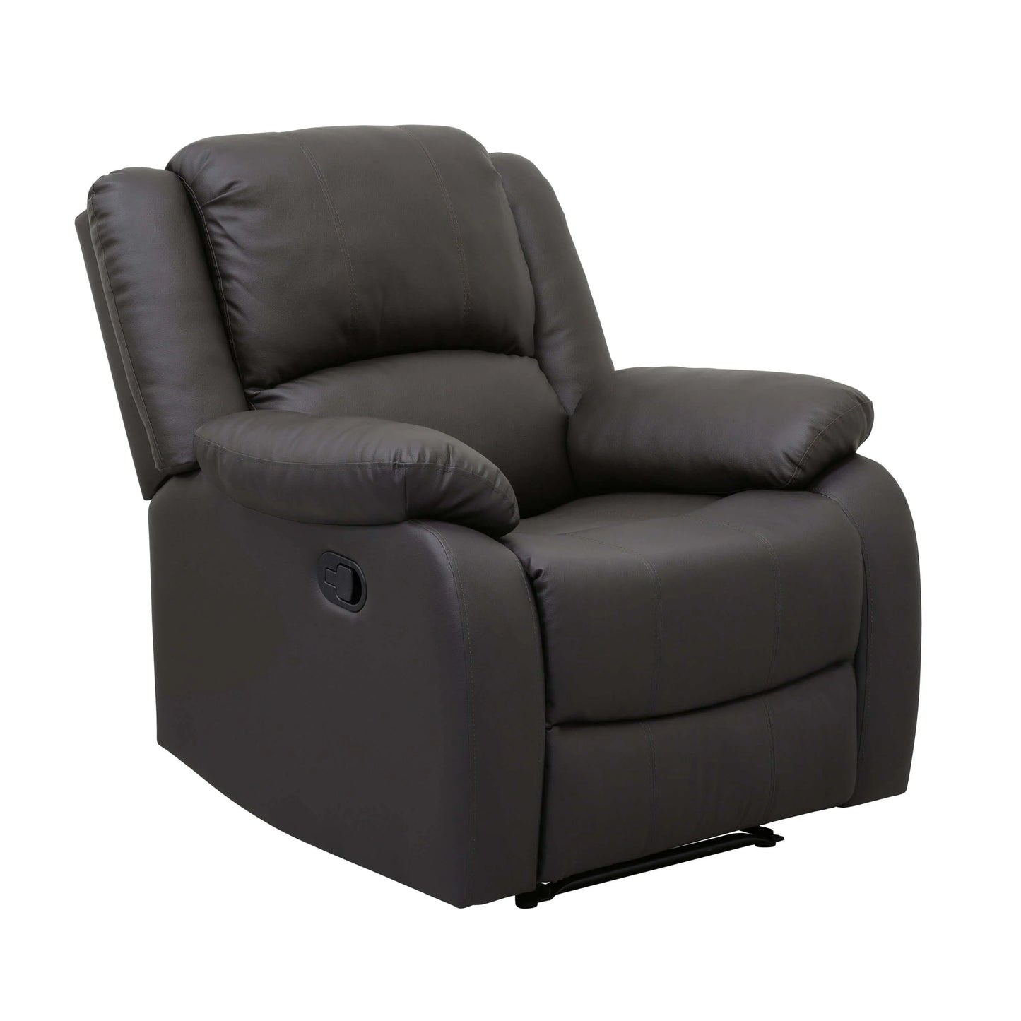 Brown Modern Reclining Pillowtop Arms Recliner - Right angle view