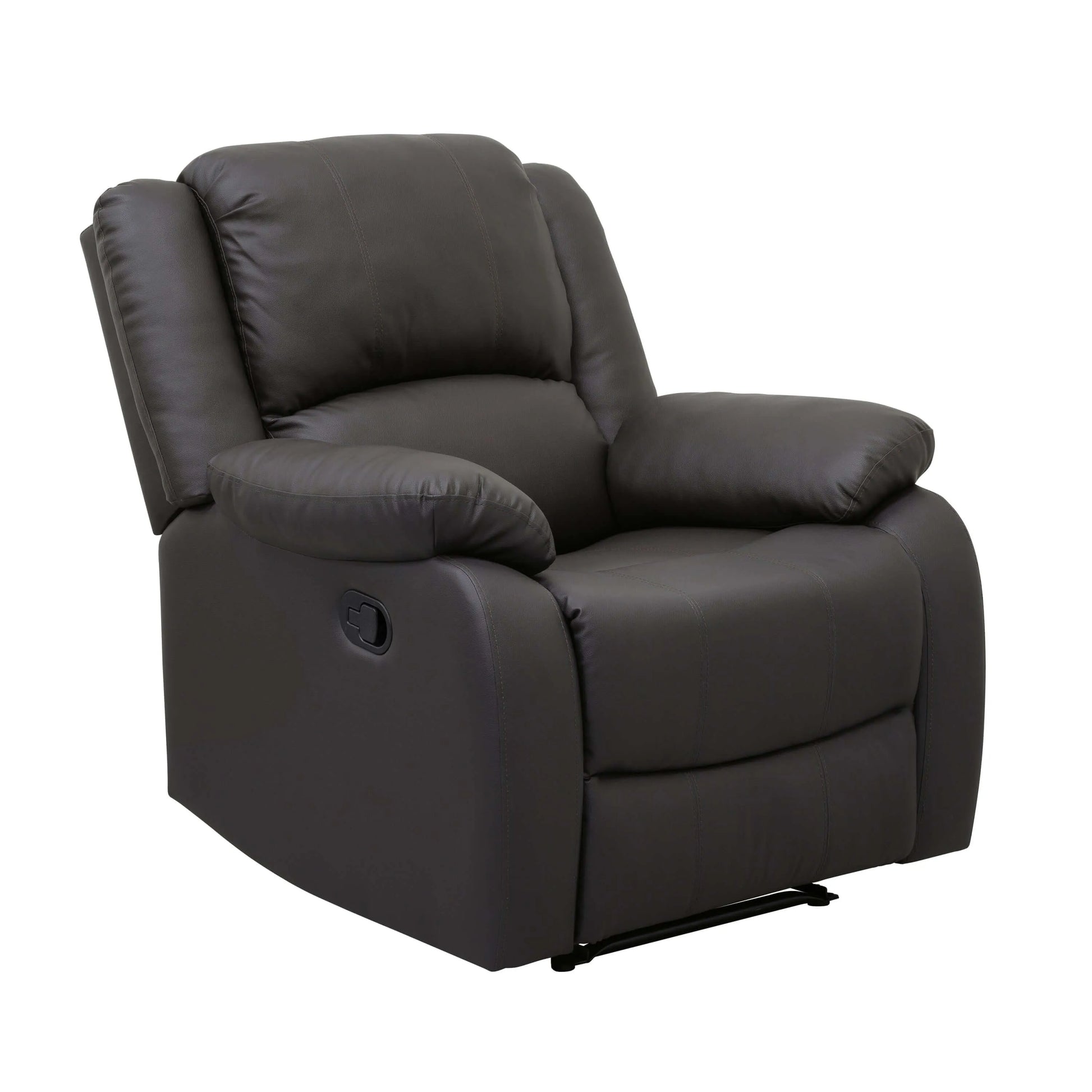 Brown Modern Reclining Pillowtop Arms Recliner - Right angle view