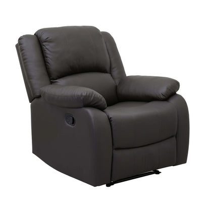 Brown Modern Reclining Pillowtop Arms Recliner - Right angle view