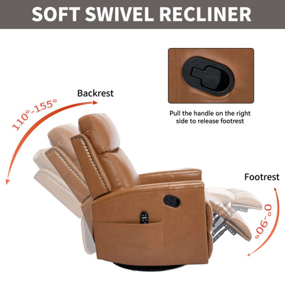Orange Recliner w/ Heat, Massage, Rocker & Swivel – Manual