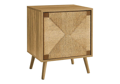 Light Walnut & Seagrass Accent Table