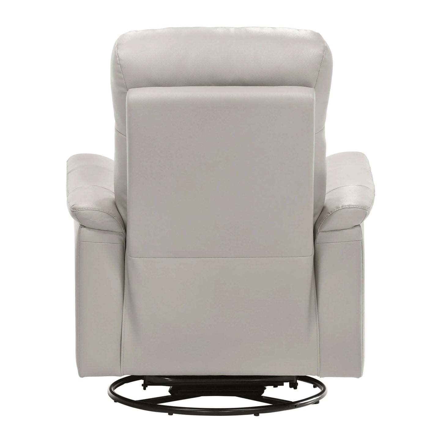 Back view of a silver recliner chair on a white background