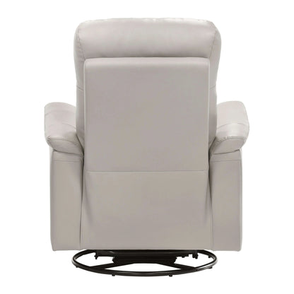 Back view of a silver recliner chair on a white background