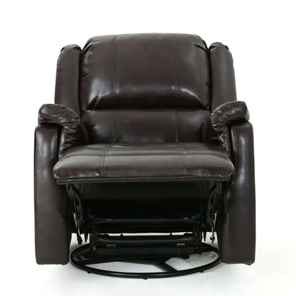 Brown faux leather recliner chair on a white background