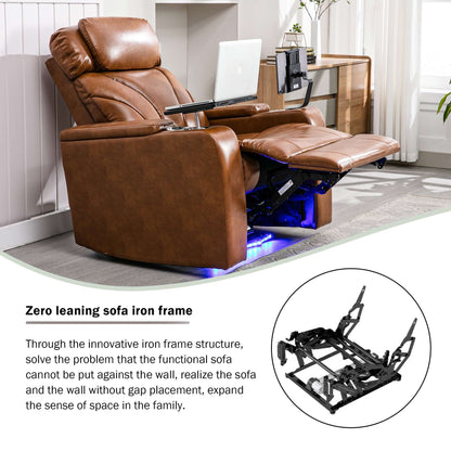 Power Recliner Chair with USB, Storage, Cup Holder & Speaker-Brown
