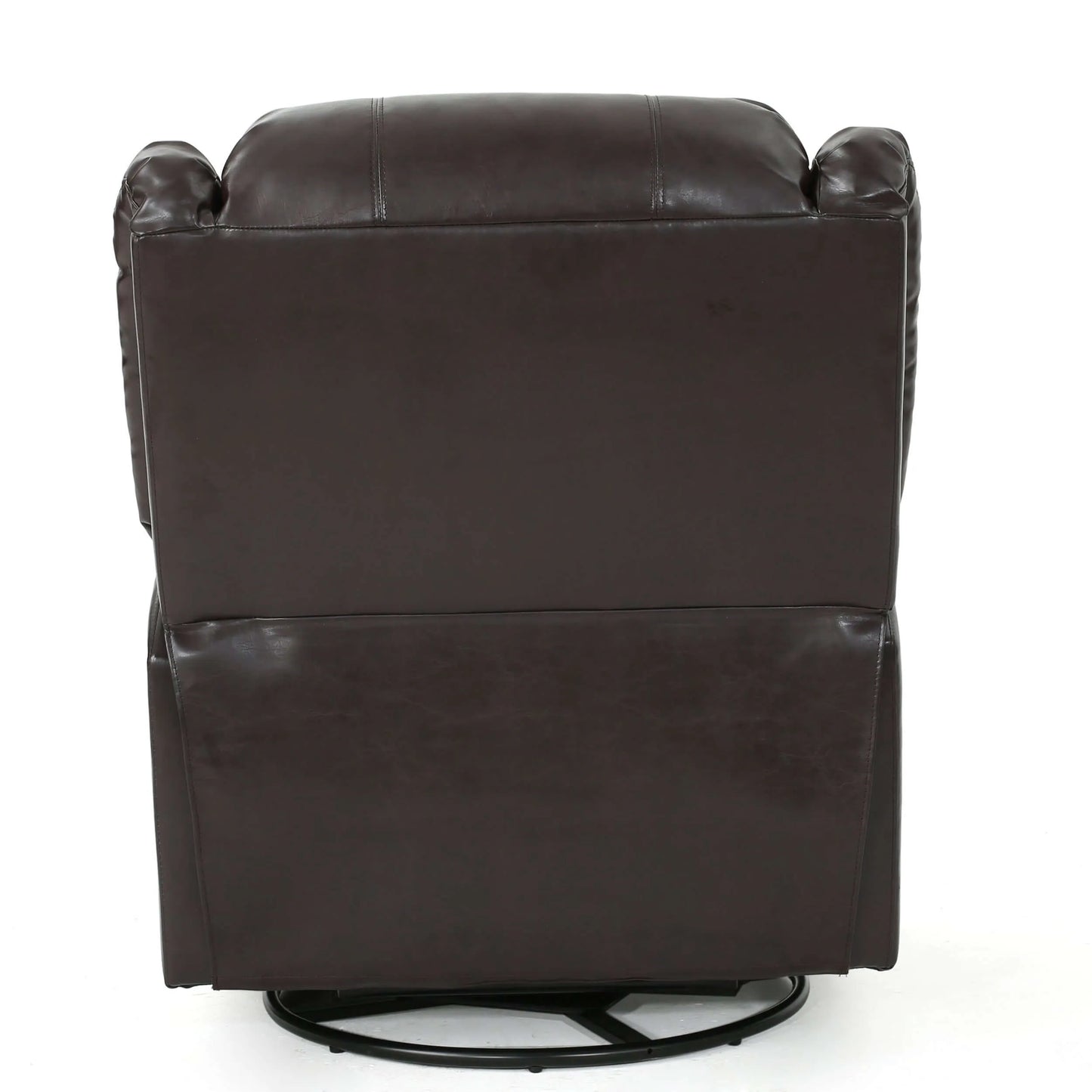Brown faux leather recliner chair on a white background
