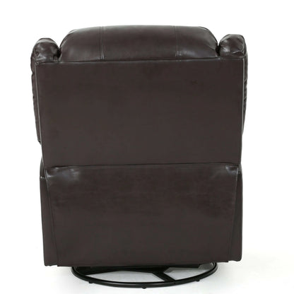 Brown faux leather recliner chair on a white background
