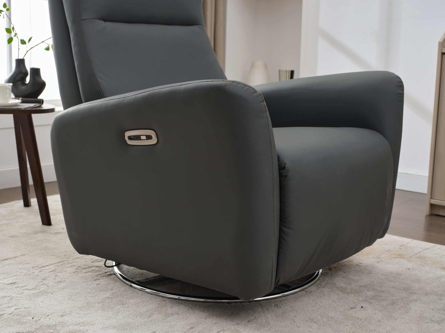 Power Swivel Glider Recliner-Dark Gray
