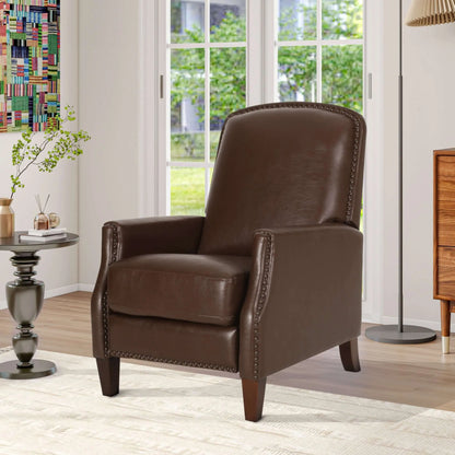 Dark Brown Recliner Chair with Rivets - Right angle view