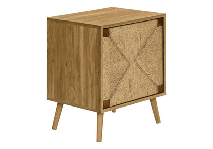 Light Walnut & Seagrass Accent Table
