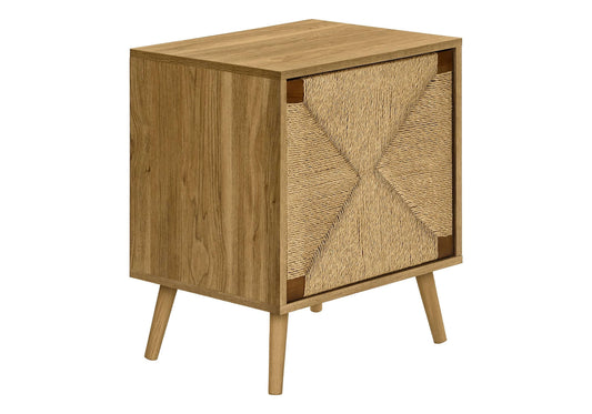 Light Walnut & Seagrass Accent Table