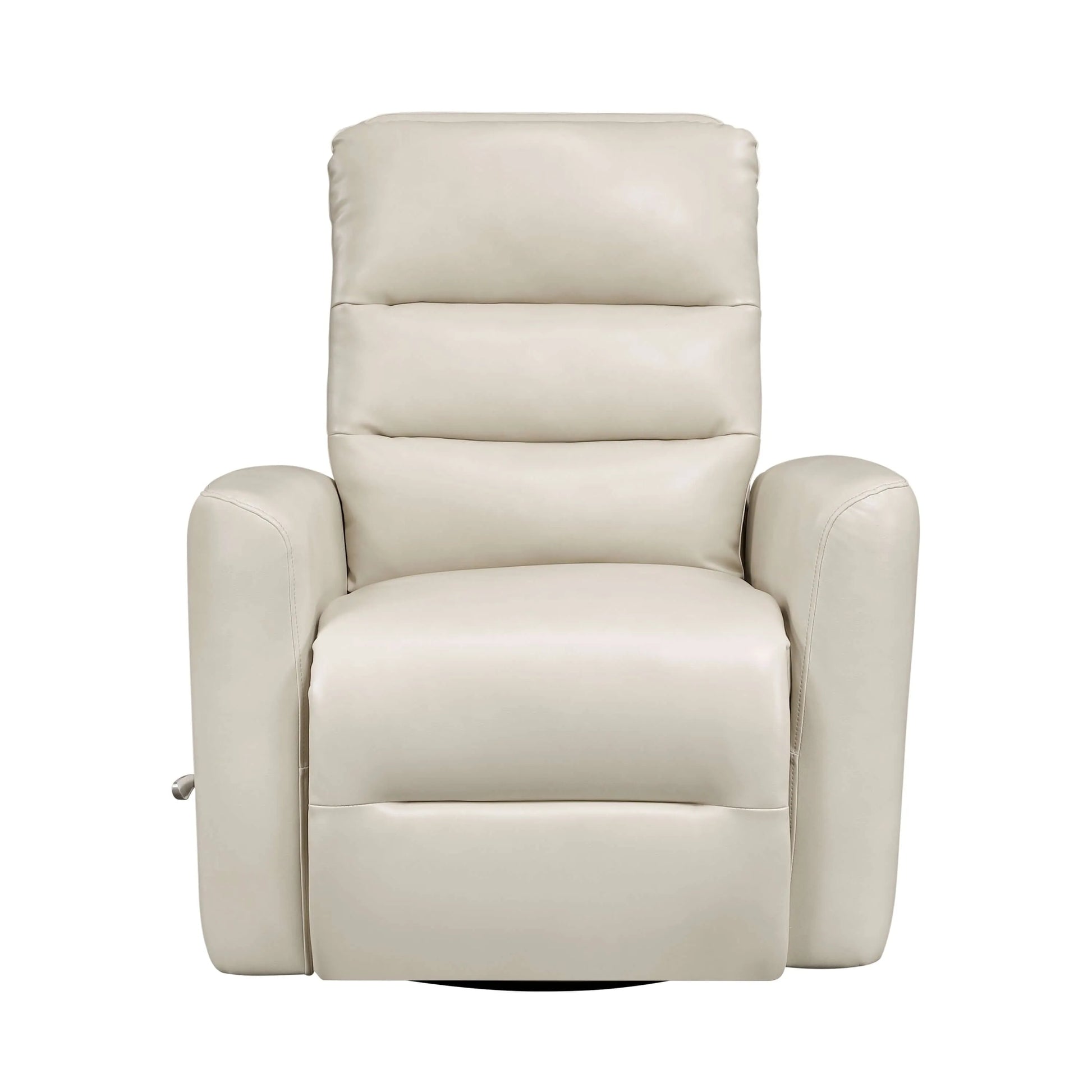 Front view of a beige recliner chair on a white background