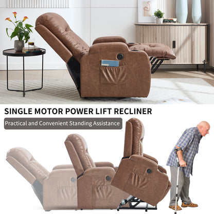 350 LB Power Lift Recliner w/ Massage, Heat, USB, Cup Holders