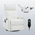 White recliner chair with remote control on a light gray background
