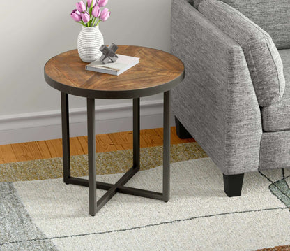 Antique Pine & Steel Gray End Table