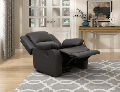 Modern Reclining Pillowtop Arms Recliner - Full recline view in room