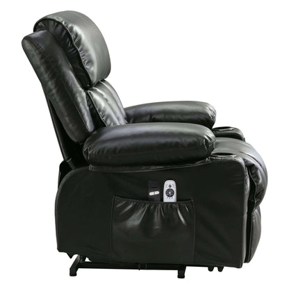 Power Electric massage lift lounge chair, suitable for the elderly, with heating and vibration functions,Fleece leather with USB, can be used for lying down. Black