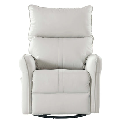 Front view of a light gray recliner chair on a white background