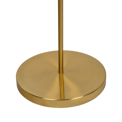 Gold-colored stand with a round base and cylindrical shaft on a white background