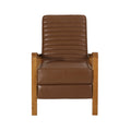 Front of brown faux leather recliner chair on white background
